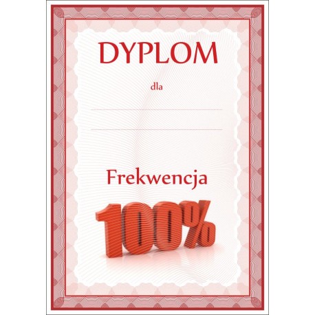 750 dyplom 100% frekwencji