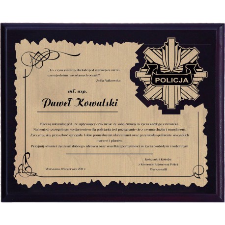 HG15.. dyplom z grawerowanym laminatem na podkładzie